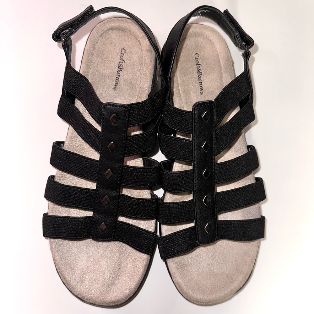 Croft & Barrow Black Stretch Adjustable Fit Cushioned Footbed Gladiator Sandals
